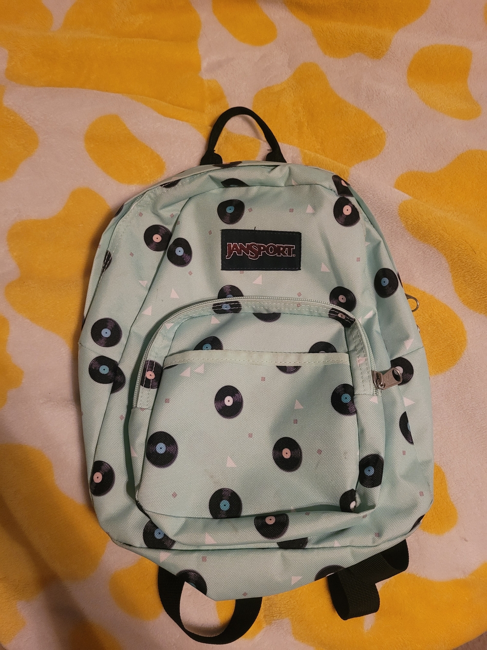 JanSport Mint Vinyl Record Print Mini Backpack